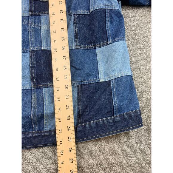Vintage LA BLUES Women's 22/24 Dark Navy Blue Patchwork Denim Jacket - Picture 8 of 11